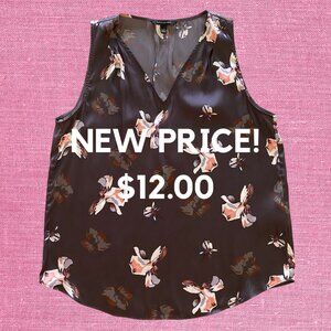 NOW ONLY $12.00 (WAS $30) - Banana Republic Top, Charcoal w/Pink Floral Pattern